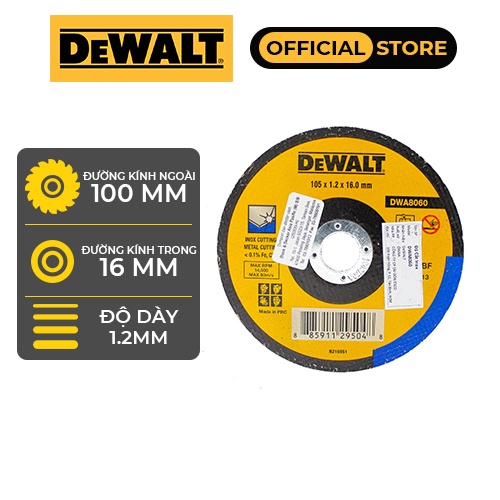 Đá cắt Inox Dewalt DWA8060|100 x 1.2 x 16mm| Chính hãng