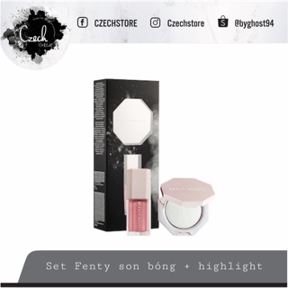 Set trang điểm Fenty Diamond Bomb Baby Mini Lip Gloss & Highlighter