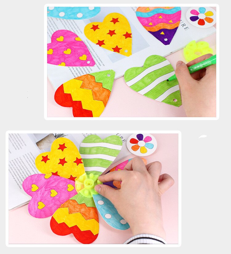 Blank Windmill Kindergarten Handmade Art Material Package Kid DIY Painting Graffiti Color Puzzle Toy Creative Educational Toys