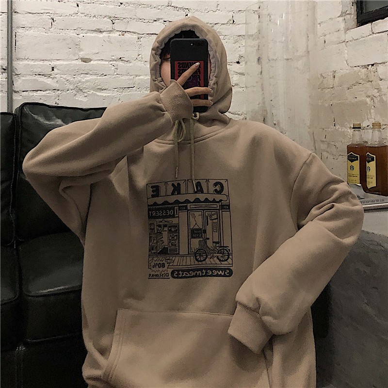 Áo hoodie unisex nữ form rộng dài, hoodie nữ unisex form rộng màu đen be có mũ thời trang - UNA04 | BigBuy360 - bigbuy360.vn