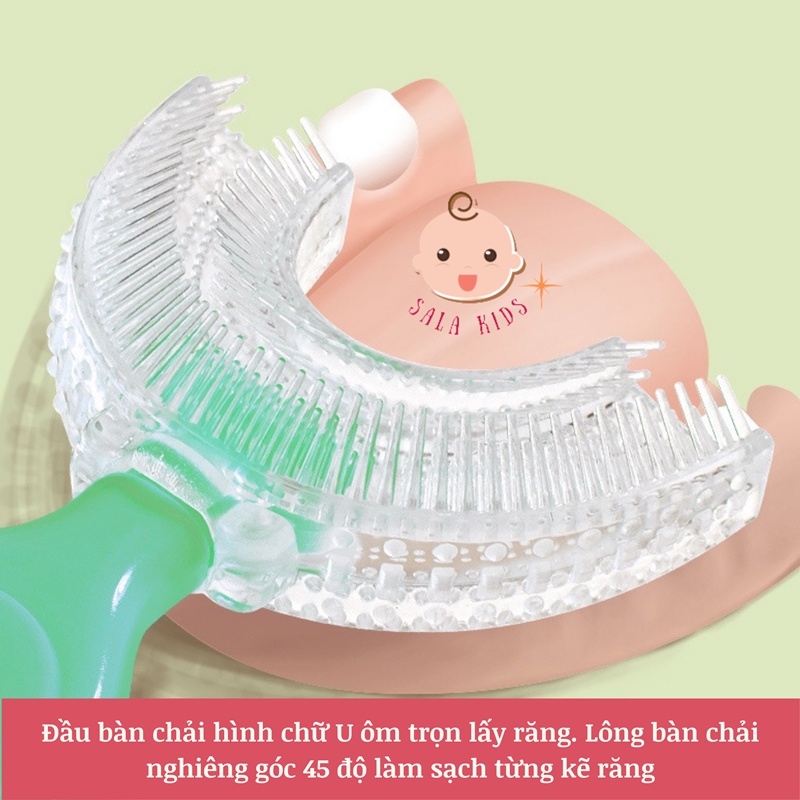 Bàn Chải Đánh Răng Trẻ Em Chữ U Silicon Lông Siêu Mềm 360 độ Cho Bé 1 2 3 Tuổi SALA KIDS STORE Dễ Thương, Cute