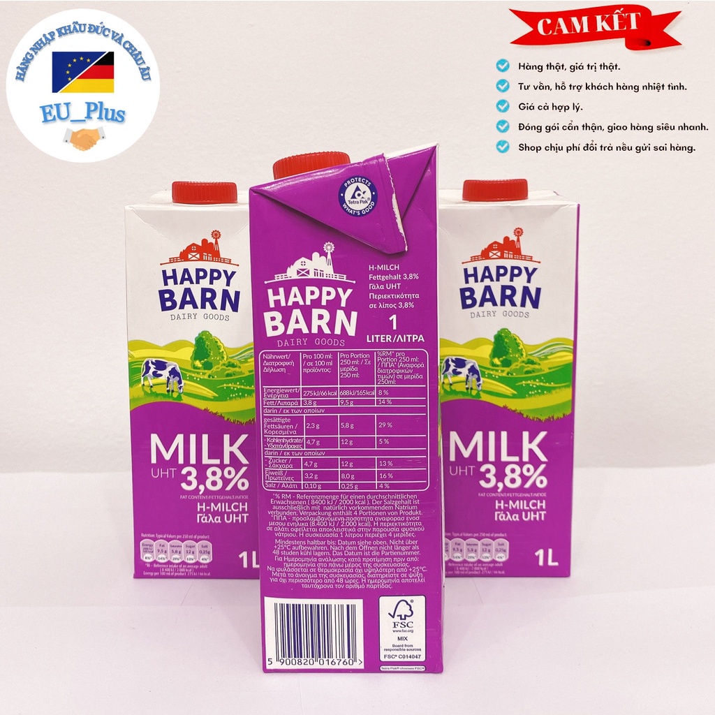 Sữa tươi Happy Barn 3,8%