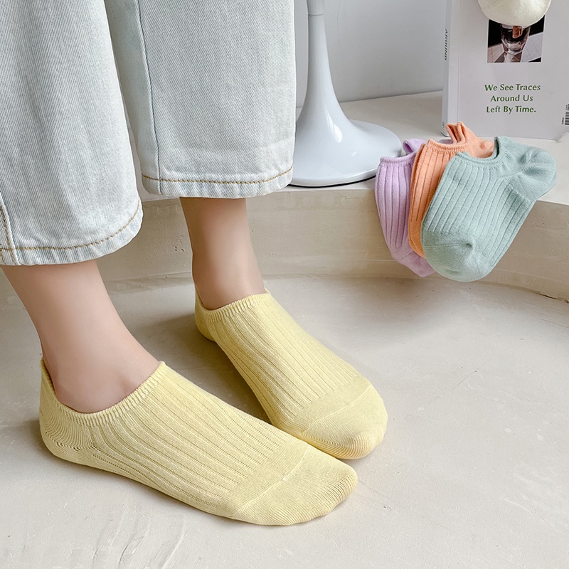 Vớ cổ thuyền ngắn vải cotton chống trượt cho nữ