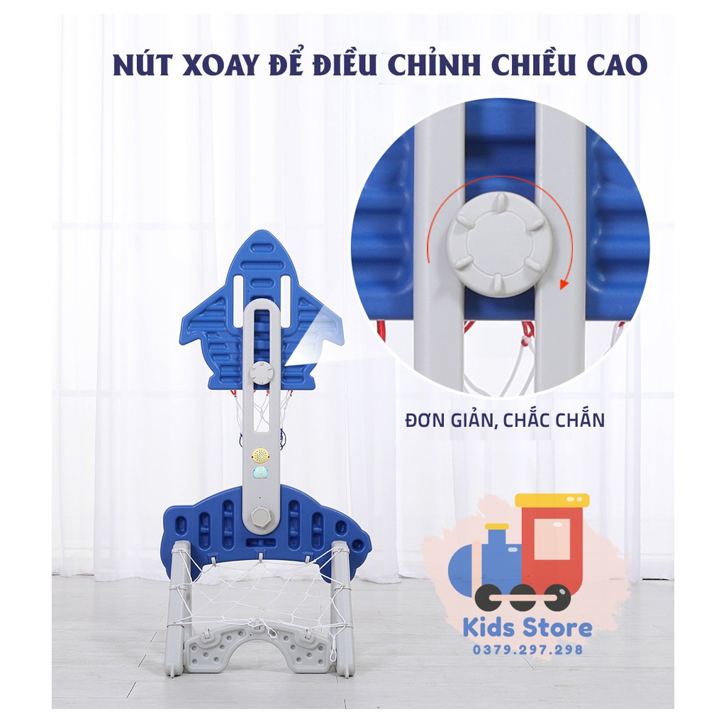 Đồ Chơi Bộ Bóng Rổ 5 trong 1 - Giúp trẻ Phát Triển Kĩ Năng Thể Thao - màu Xanh/Đỏ - Đồ Chơi trẻ em