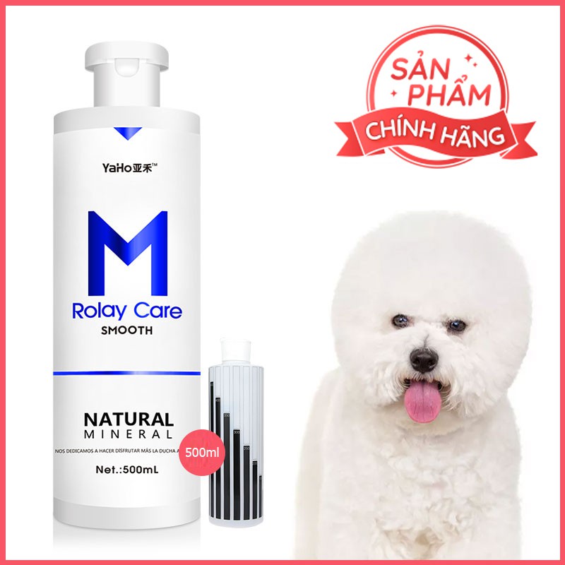 Sữa tắm cho chó lông trắng, thơm mát, mềm lông, diệt sạch vi khuẩn, sữa tắm Yaho M Rolay Care chai 500ml