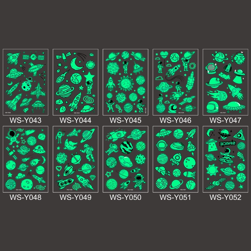 Hình Xăm Dán Phát Quang Chống Nước Hình Tên Lửa Vũ Trụ Độc Đáo