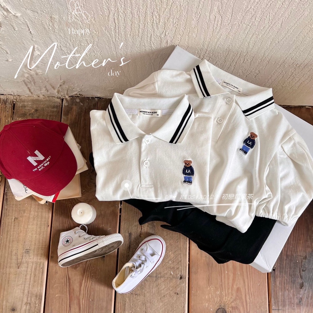 Đồng phục học sinh bé trai bé gái, sét áo polo kèm quần bé trai  bộ áo cổ bẻ gấu L.A cho bé trai, bé gái size 8-30kg