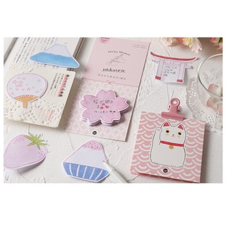 Washitape set giấy note hoa, mèo, dâu tây