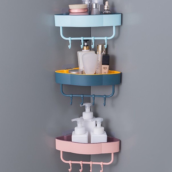 Kệ góc nhà tắm dán tường không cần khoan nhiều màu lựa chọn