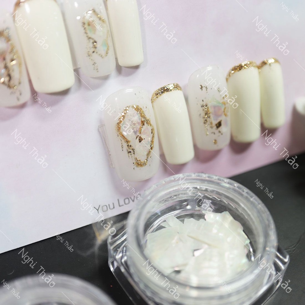 Xà cừ nail trắng ngọc trai