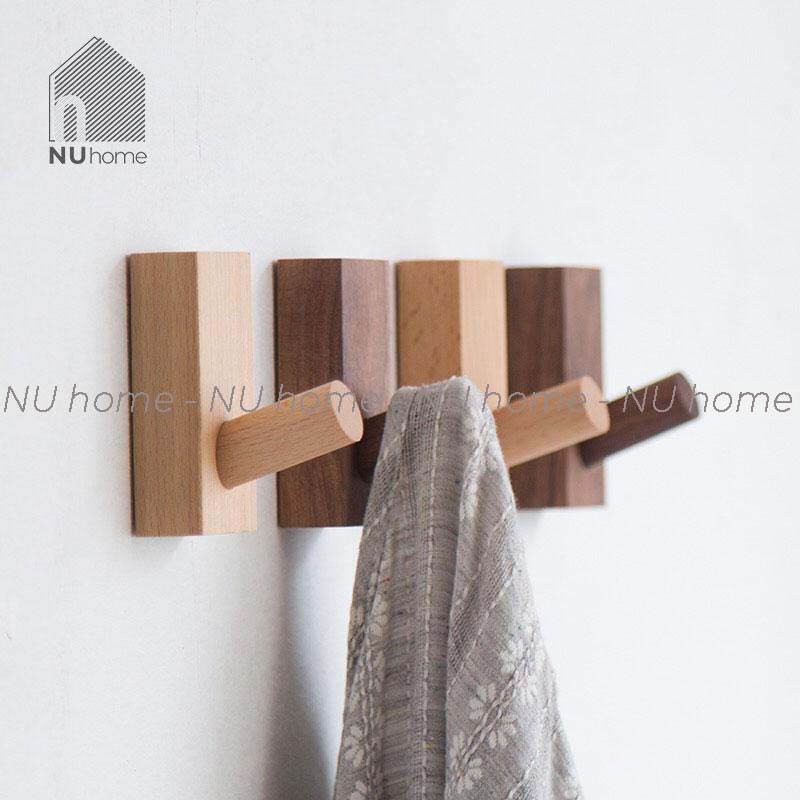 nuhome.vn | Móc gỗ treo đồ gắn tường hình chữ nhật thiết kế phong cách Hàn Quốc, trang trí nhà cửa, đơn giản, đẹp mắt