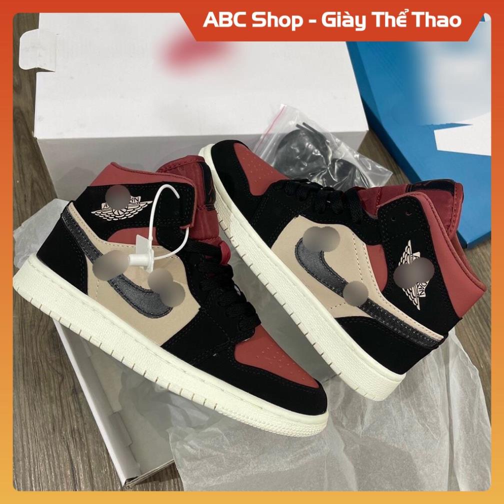 [FreeShip+ Hàng Tốt nhất] Giày Sneaker Jd1 đỏ mận đen vàng kem mõm đỏ cao cổ, Giầy JD1 high đỏ mận hot trend