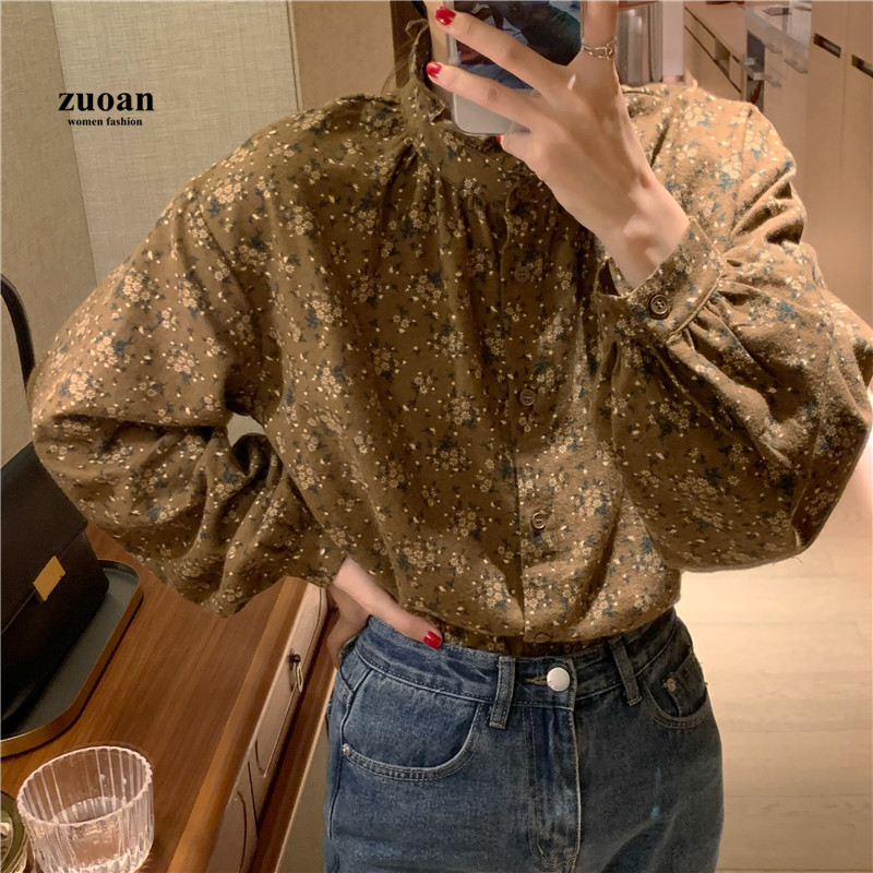 SUXI Áo Sơ Mi Hoa Tay Dài Thời Trang Dành Cho Nữ