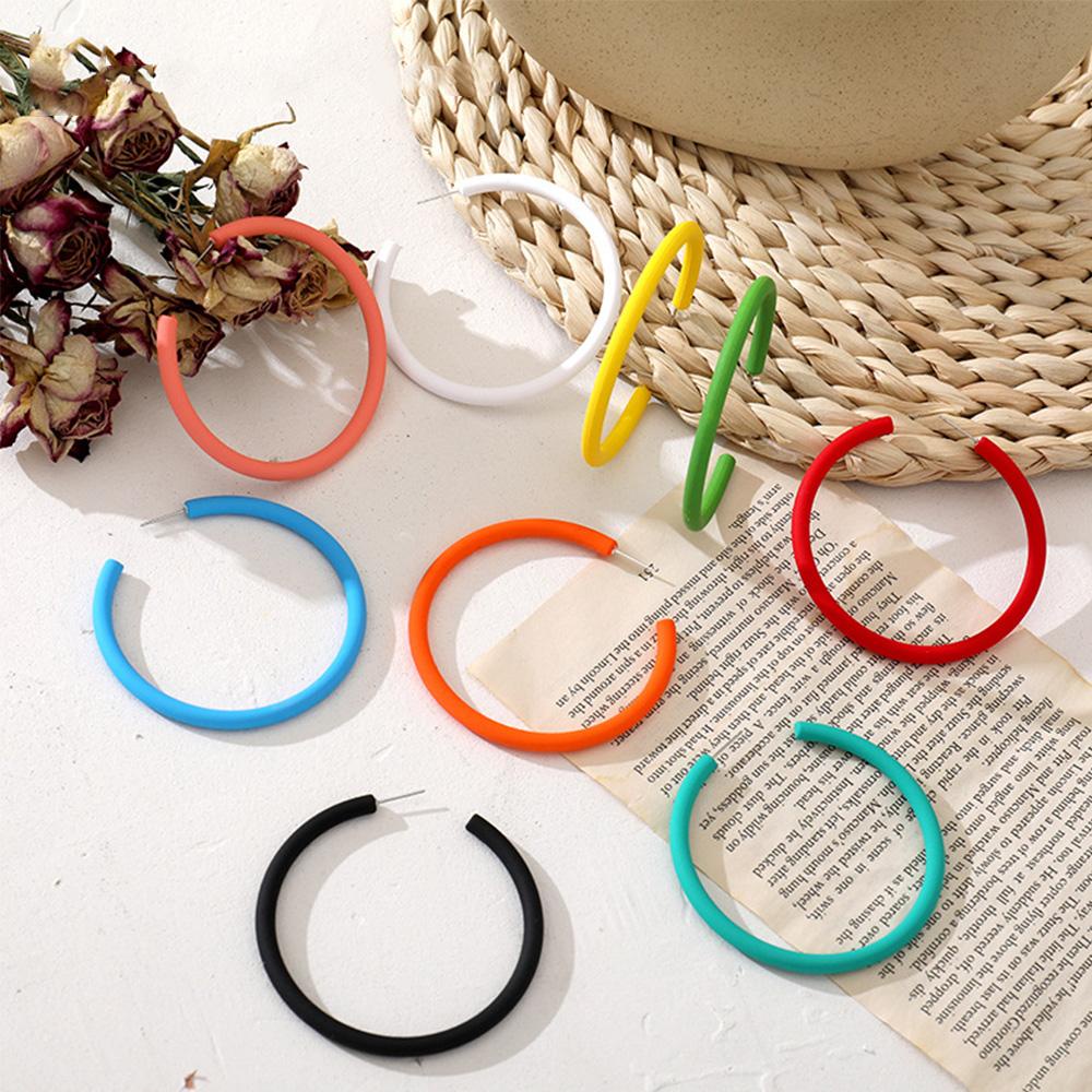 Bông Tai Dạng Vòng Tròn Màu Sắc Ngọt Ngào Thời Trang Cho Nữ MXMUSTY