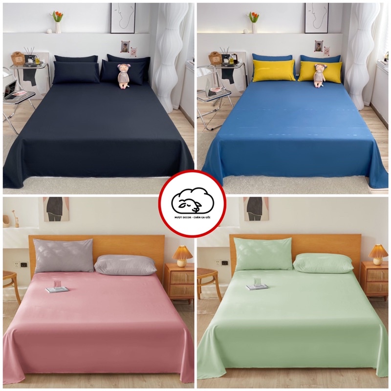 Bộ Ga Gối ❤️ Cotton tici đủ size đệm cotton đũi trơn màu chăn ga gối hàn quốc Mượt Decor