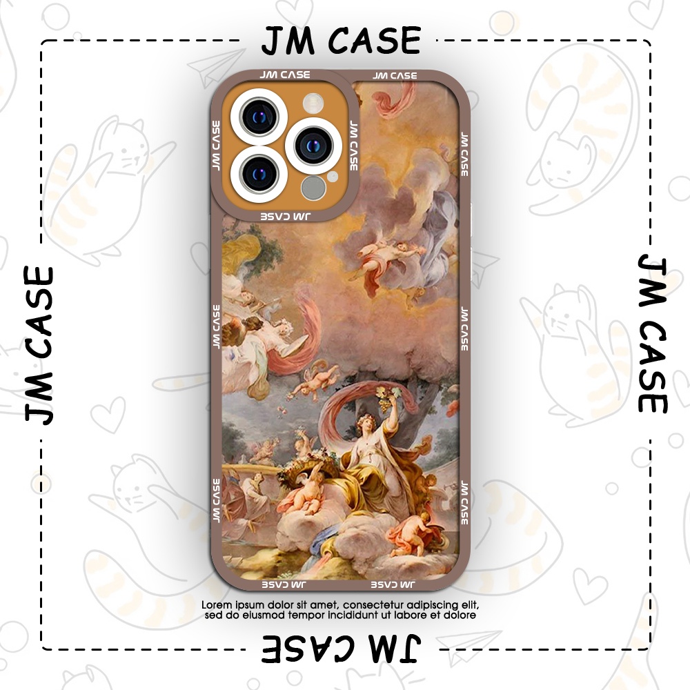 Ốp lưng iphone samsung xiaomi oppo cạnh vuông JMCase Tranh Vẽ Thiên Thần