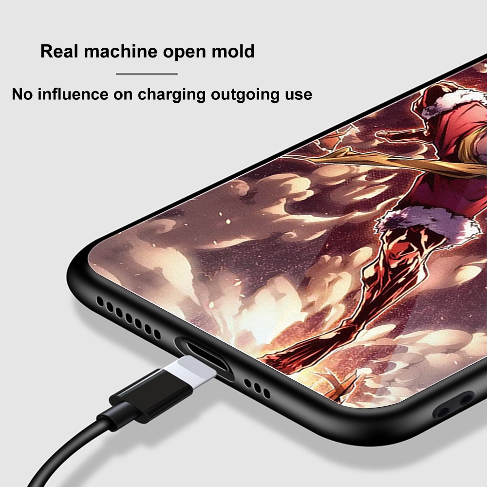 Ốp Điện Thoại Kính Cường Lực In Hình Anime One Piece Cho iPhone 11 12 13 Pro Max iPhone 7 8 Plus SE 2020 X XS