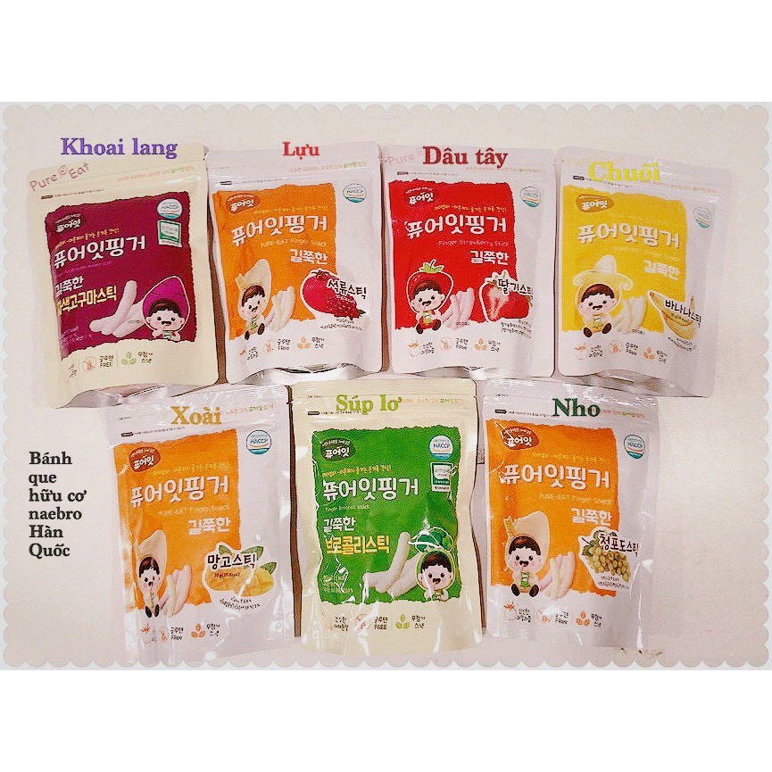 Bánh gạo que hữu cơ rau củ trái cây Naebro Pure Eat cho bé ăn dặm từ 6 tháng 40g (date t8/2023)