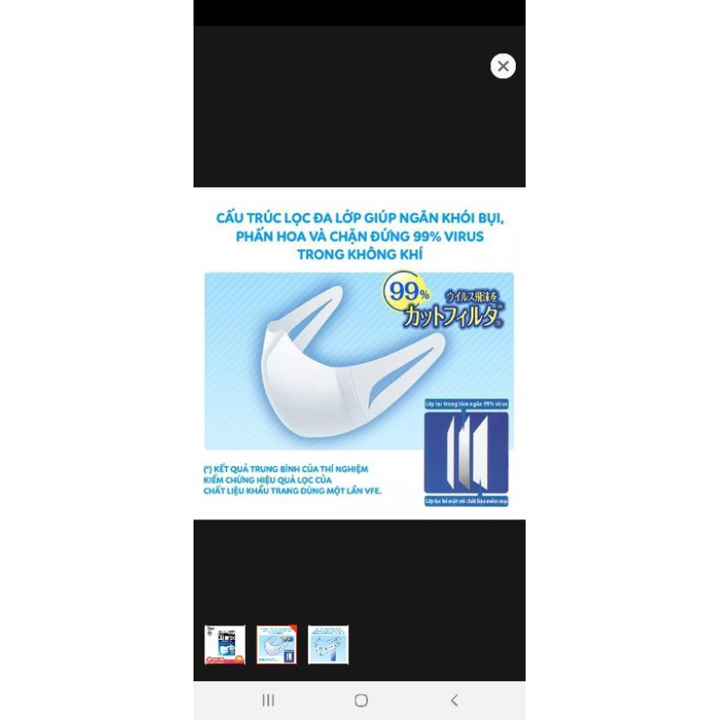 Khẩu trang ngăn vi khuẩn Unicharm 3D Mask Block size M gói 5 cái