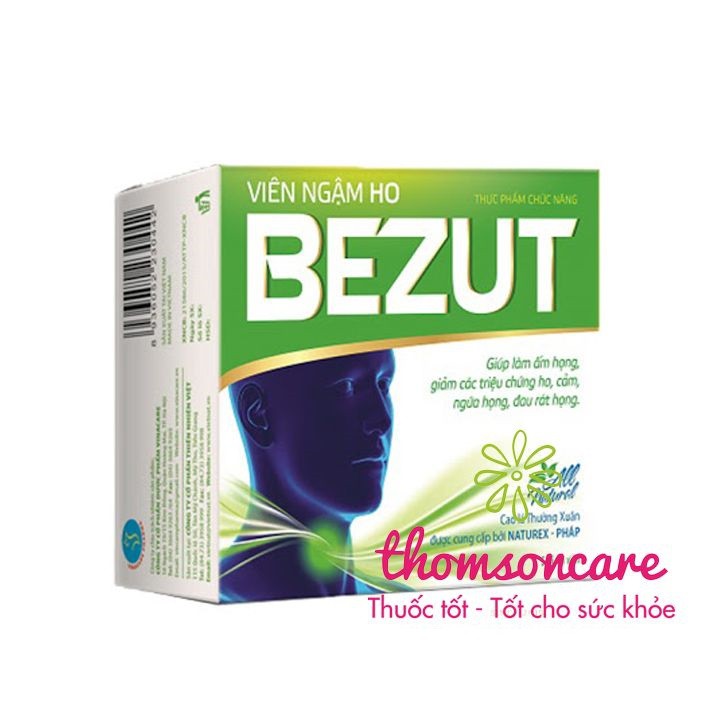 Viên ngậm sát khuẩn họng, thơm miệng Bezut từ tinh dầu gừng, không đường - Hộp 20 viên xanh lá