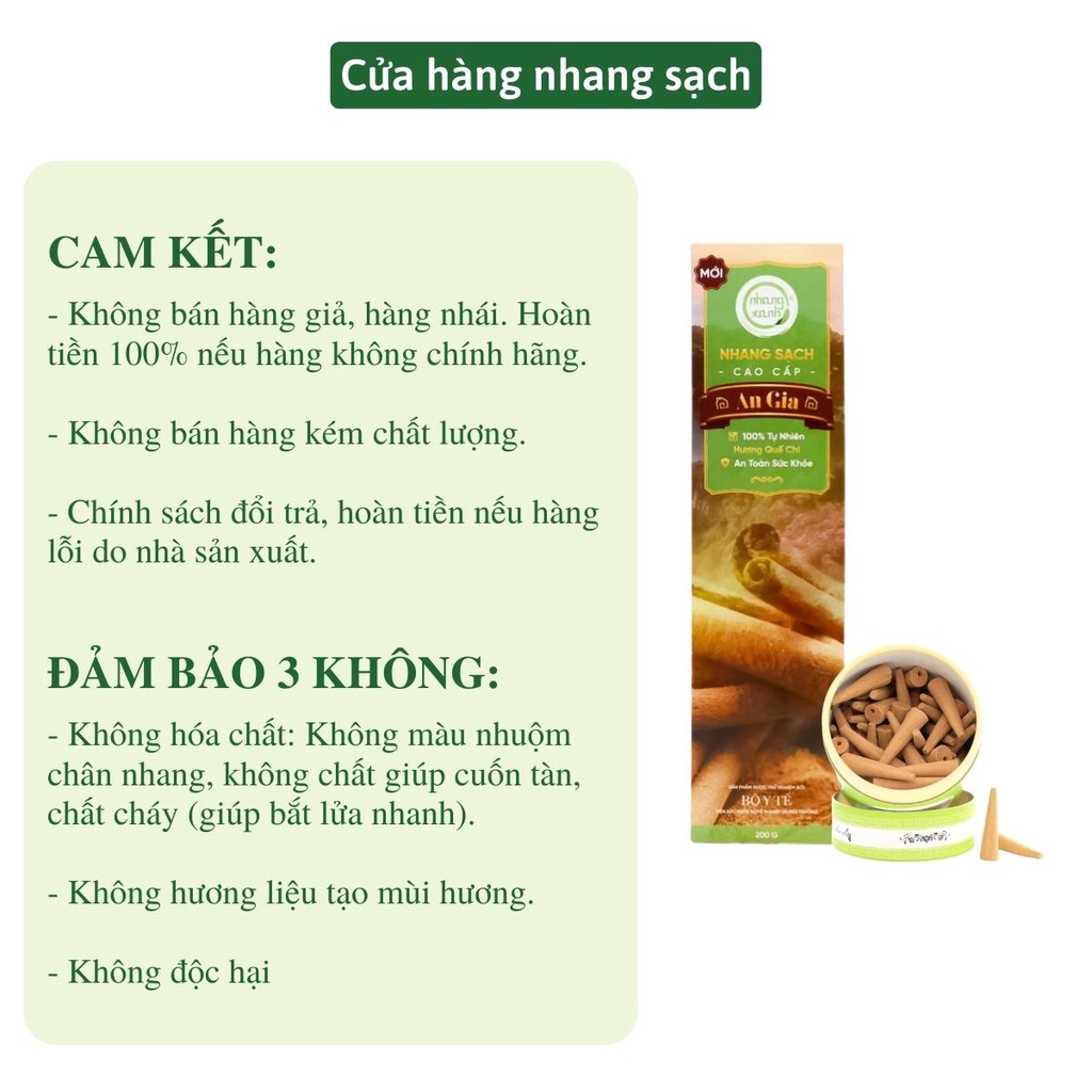 Combo Nhang Xanh Quế Chi An Gia Hộp 200gr 30cm và nụ trầm hương cao cấp 60 viên