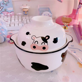 Bát ăn mì sứ hình bò sữa siêu đáng yêu
