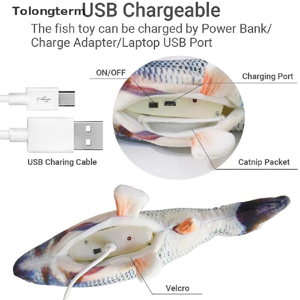 Đồ Chơi Hình Cá Điện Tử Sạc USB Vui Nhộn Cho Mèo Cưng