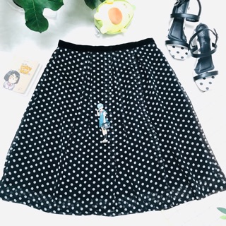 Chân váy voan xoè chấm bi xếp ly cute
