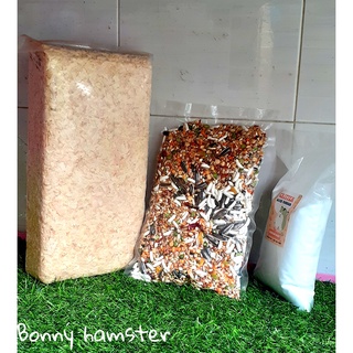 Combo cơ bản gồm 3 món thức ăn, lót chuồng, cát tắm dành cho hamster