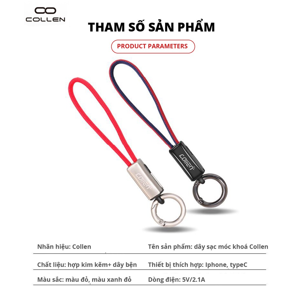 Dây sạc nhanh đa năng móc khoá cho máy Apple iPhone có thể truyền tải dữ liệu #Collen nhỏ gọn, thời trang.