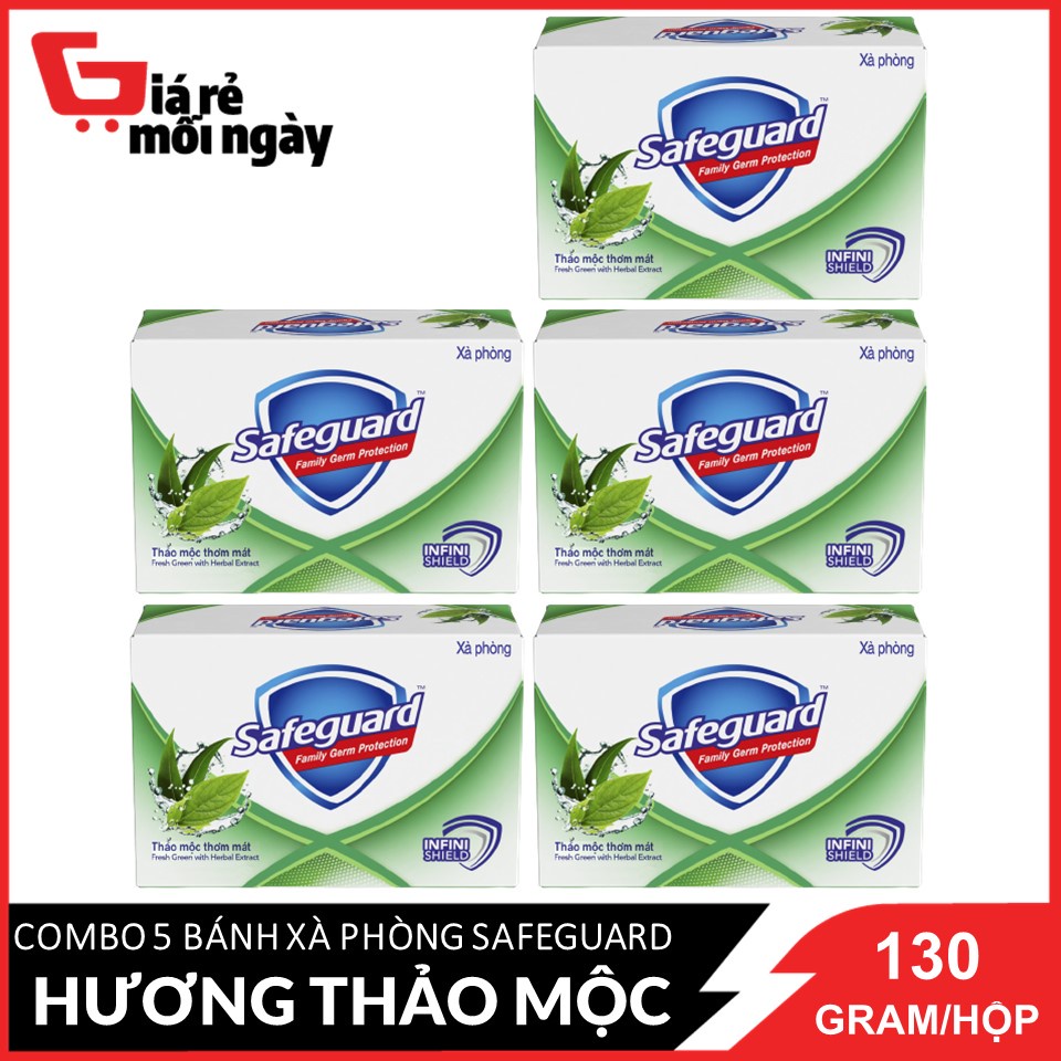 COMBO 5 bánh Safeguard Thảo mộc (Xanh) 130gX5