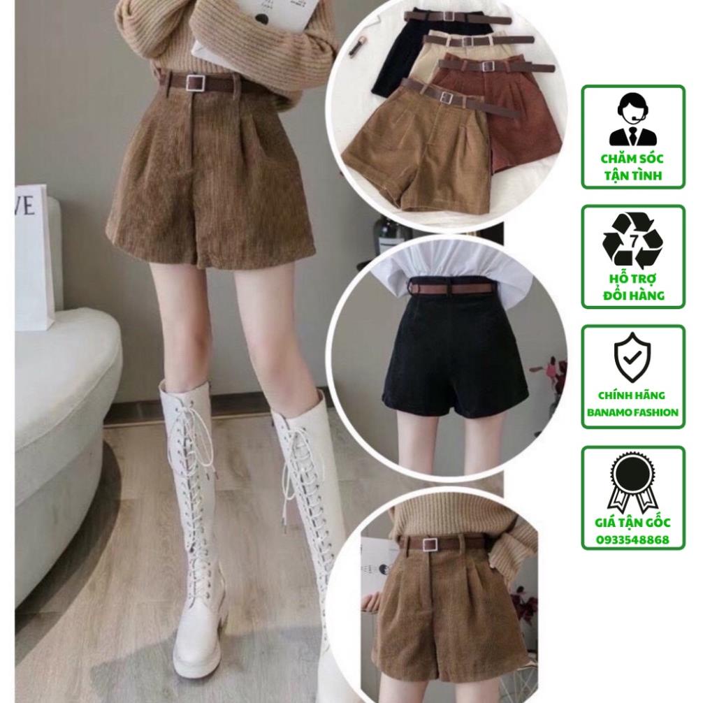 Quần short nhung tăm cạp khóa quần đùi nữ siêu hot (không kèm belt)