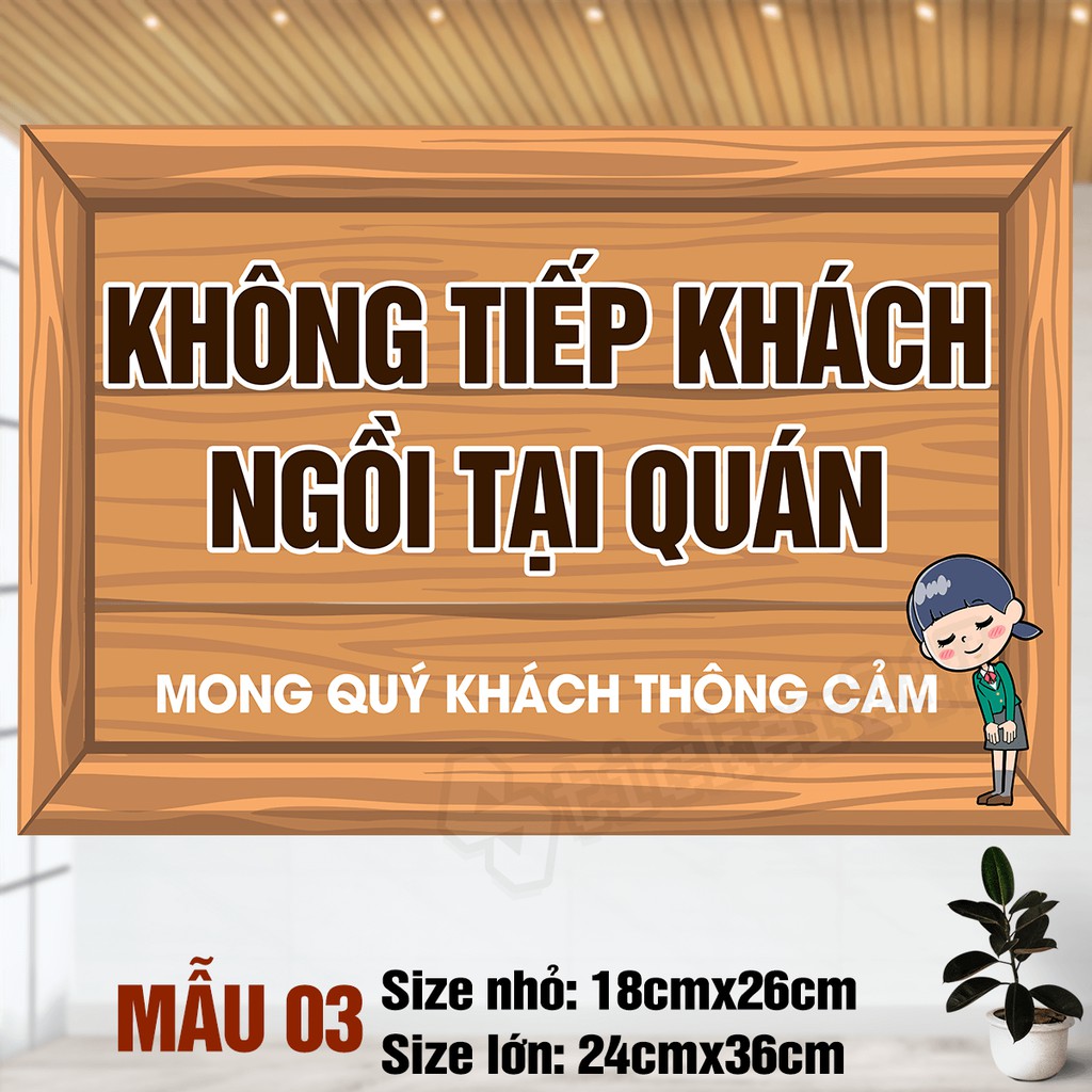 Poster tấm decal dán biển báo chống nước CHỈ BÁN MANG VỀ, hình biển gỗ -  dán quán ăn, cửa hàng tủ kính, tường