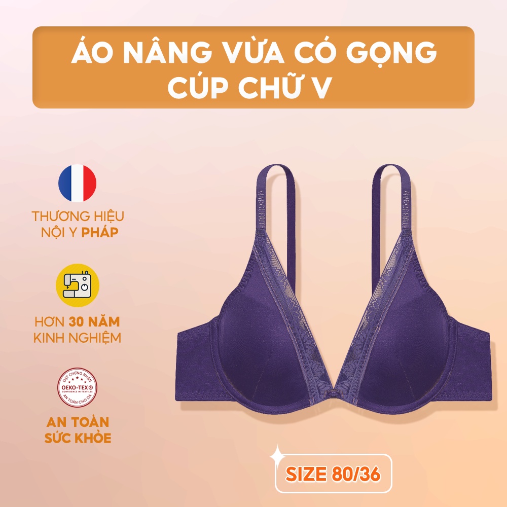 - Áo lót bra nâng vừa mút vừa có gọng cúp chữ V chuẩn OEKO-TEX Marguerite từ Corèle Pháp