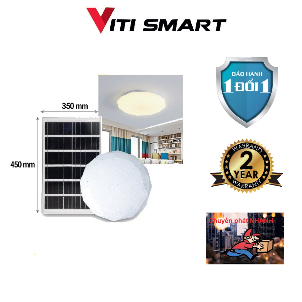 Đèn năng lượng mặt trời, đèn ốp trần trong nhà công suất 100W, chống nước tiêu chuẩn IP67, bảo hành 24 tháng