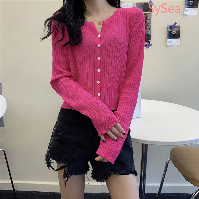 Áo Khoác Cardigan Dệt Kim Tay Dài Dáng Rộng Cổ Chữ V Thời Trang Mùa Thu | BigBuy360 - bigbuy360.vn