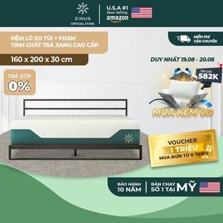 Nệm lò xo túi hút chân không cao cấp, tinh chất Trà Xanh Zinus Dày 30cm