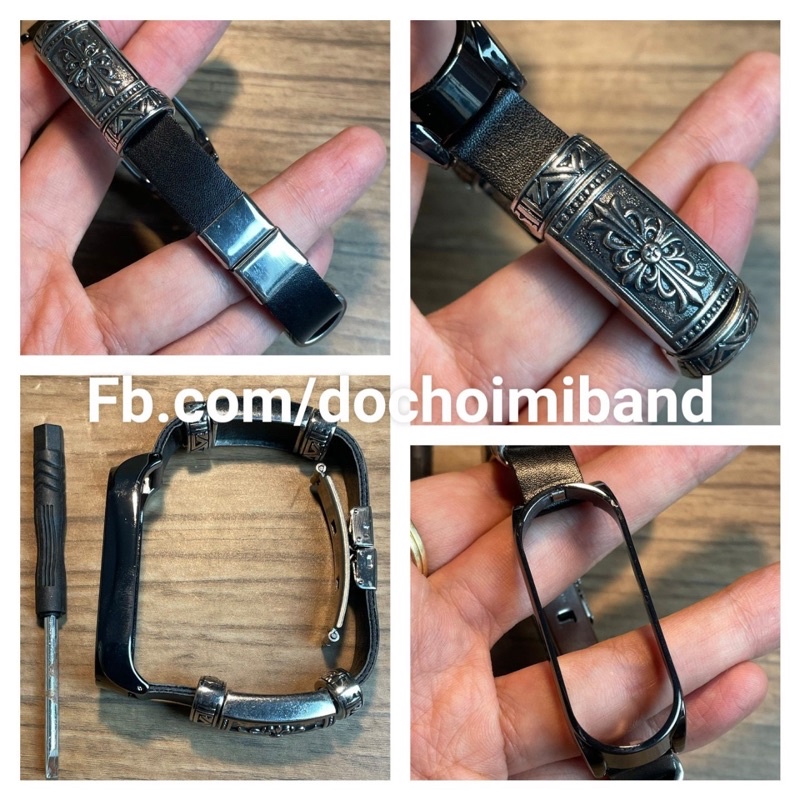 Dây đeo da handmade cá tính retro cho Mi band 5 / 6