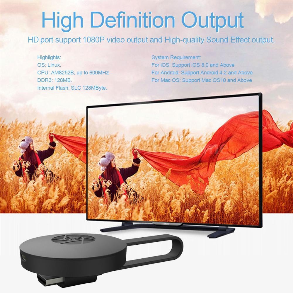 Đầu thu không dây Mirascreen G2 TV 1080P HDMI Anycast