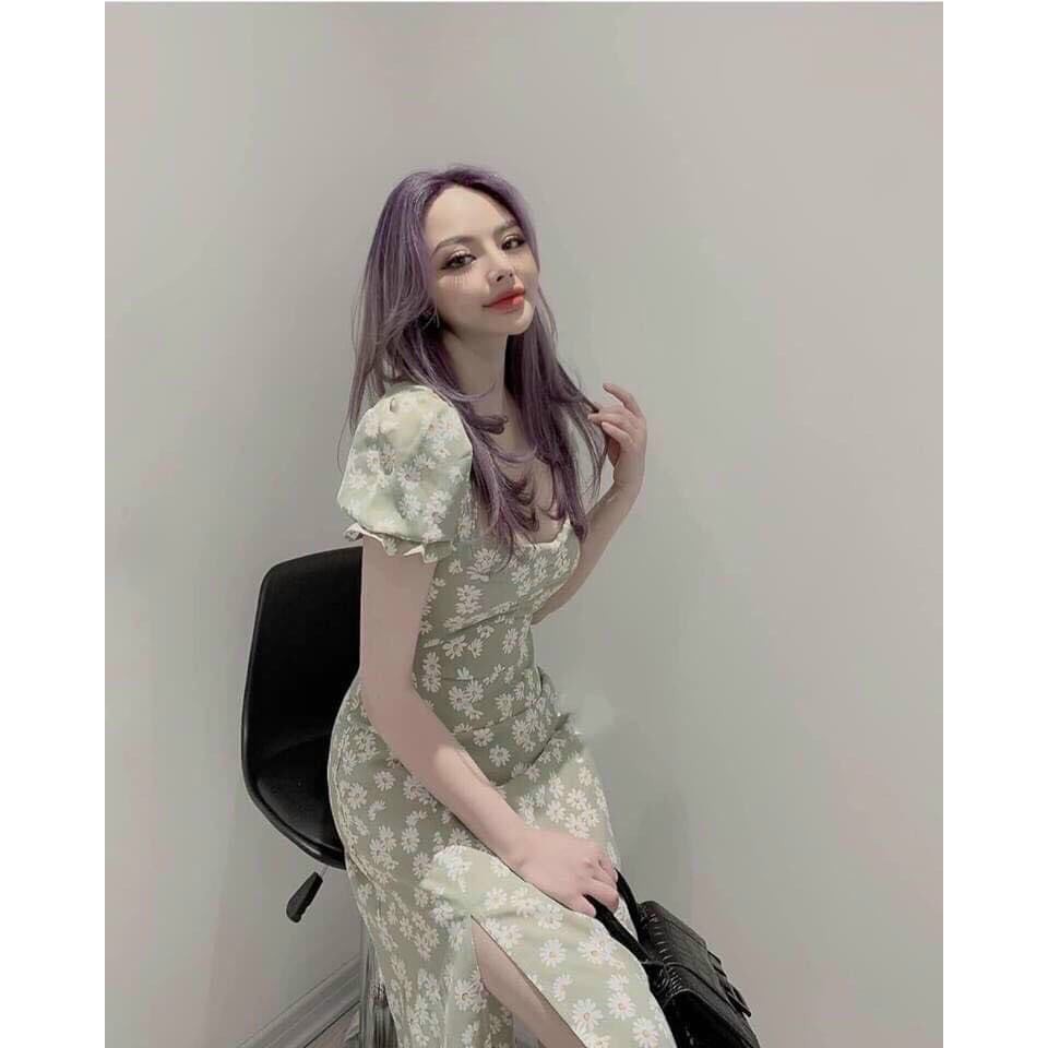 ĐẦM HOA NỮ BÔNG CÚC SUÔNG XẺ TÀ TAY NGẮN ĐI BIỂN DẠO PHỐ 2 MÀU | BigBuy360 - bigbuy360.vn