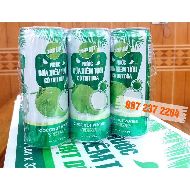 Nước Dừa Xiêm Tươi Có Thịt Dừa - Thùng 24 lon