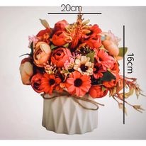 Bình hoa giả cắm sẵn cao cấp để bàn trang trí phòng ngủ mini phòng khách - Nguyên set gồm bình và hoa mã Decor