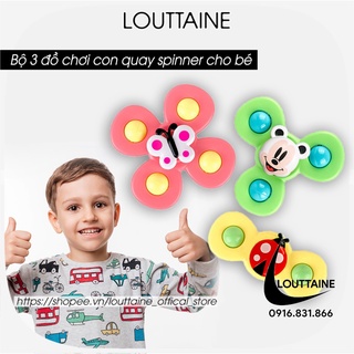 Bộ 3 đồ chơi con quay spinner cho bé gắn tường chong chóng hoạt hình dính tường hít chân không nhựa ABS an toàn cho bé