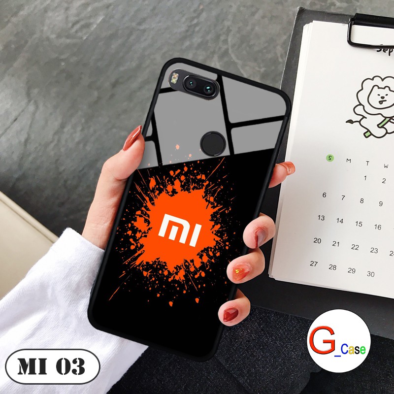 Ốp lưng Xiaomi Mi 5X/ Mi A1 - lưng kính in logo hãng điện thoại