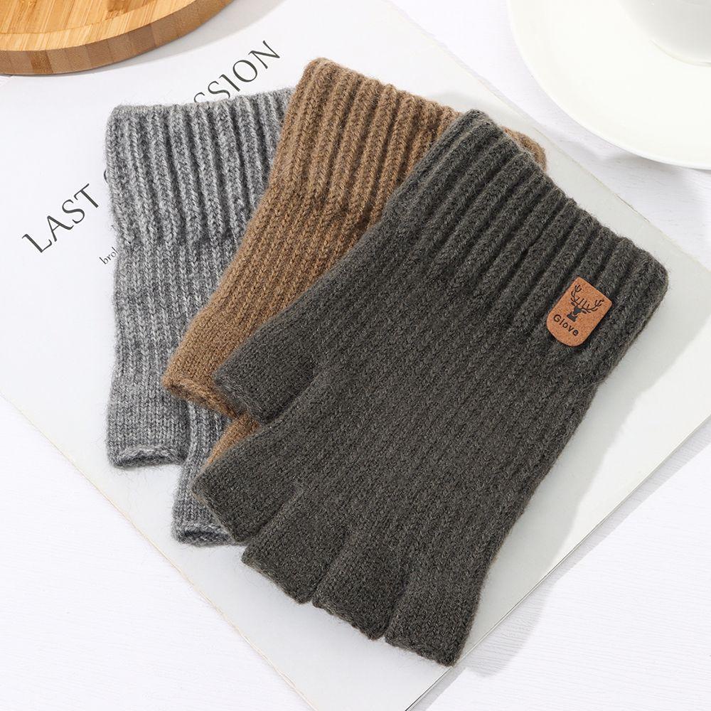Găng Tay Len Hở Ngón Dày Dặn Giữ Ấm Mùa Thu Đông Cho Nam Nữ
