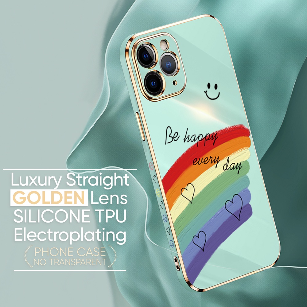 Samsung Galaxy A73 A72 A53 A33 A23 A01 A7 2018 4G 5G For Phone Case Soft Casing Silicone Smile Lover Heart Electroplating Full Cover Shockproof TPU Cases
