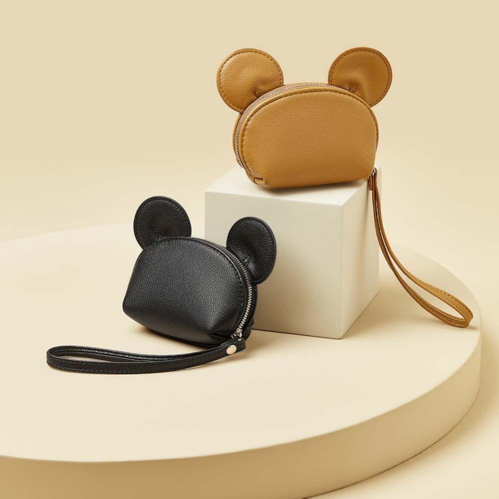 Túi Xách Da Pu Sức Chứa Lớn Màu Trơn Chống Nước Có Khóa Kéo Hình Chuột Mickey Dành Cho Nữ