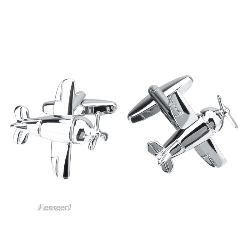 [Fenteer1] Khuy Măng Sét Tuxedo Bạc Đồng Hình Máy Bay Cho Nam