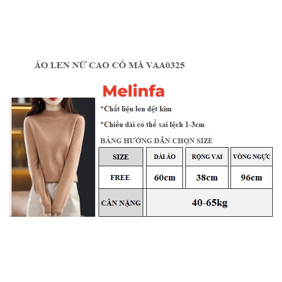Áo len nữ cao cổ dài tay len dệt kim Quảng Châu mềm mịn co giãn mã VAA0325