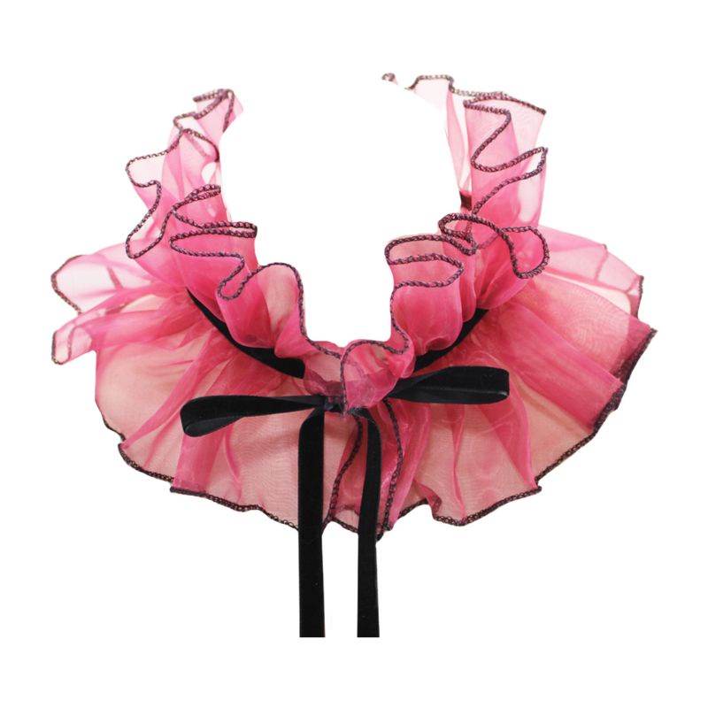 Yoioi Victorian Cổ Áo Giả Cổ Đứng Nhún Bèo Hóa Trang Phong Cách Vintage Organza Agaric